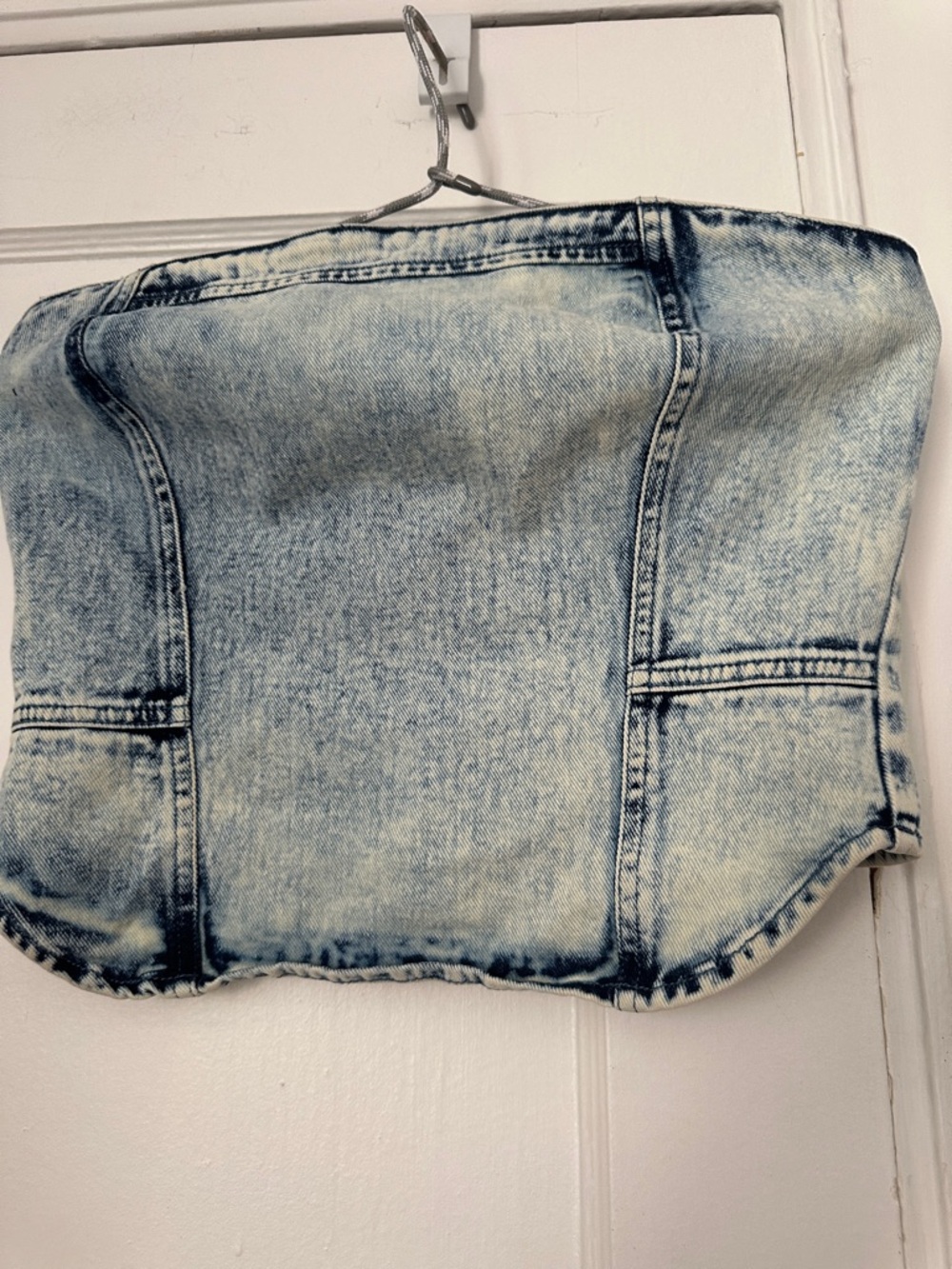 Fashion Nova Denim Blue Strapless Crop Top